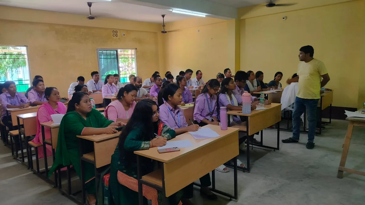 Teacher-training students in a classroom during a B.Ed session in India