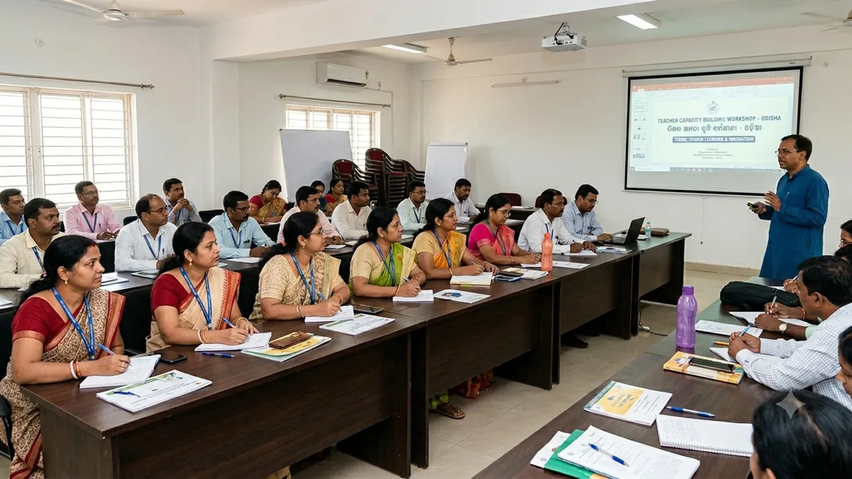Indian teachers attending a capacity-building training workshop in a classroom