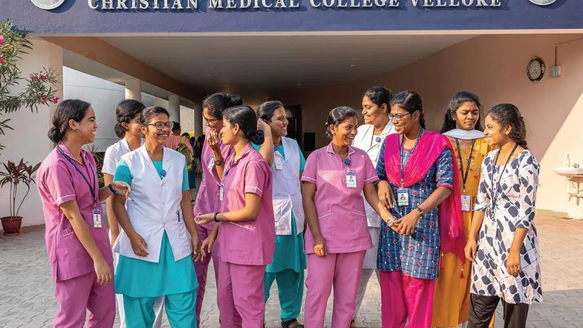 Nursing students at a medical college in India