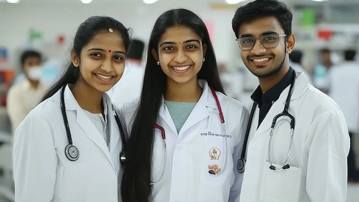 Indian medical students in white coats after NEET UG 2026 counselling