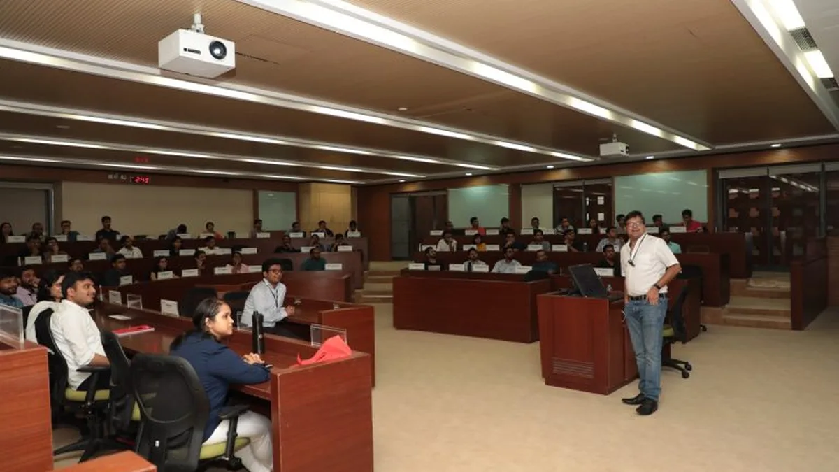 MBA students attending a classroom session at an Indian business school