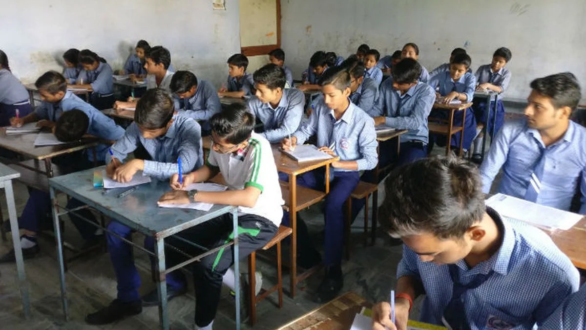 Indian school students studying in a classroom