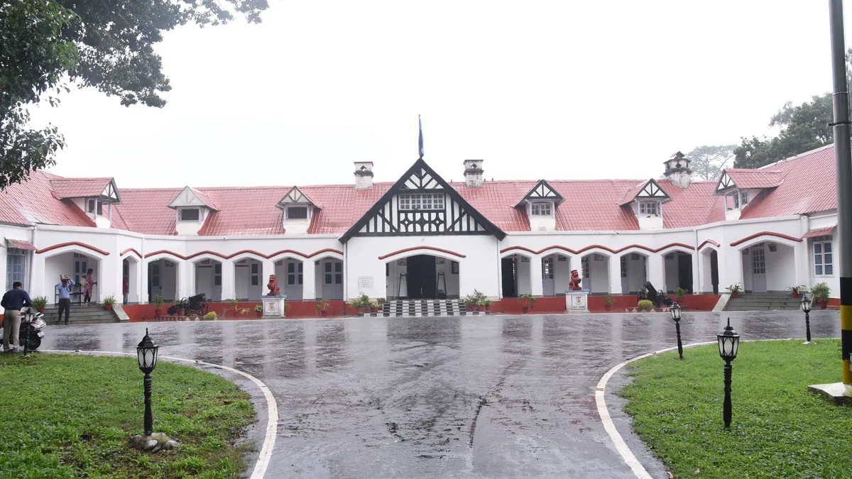 Students arriving at a school entrance in India during admission season